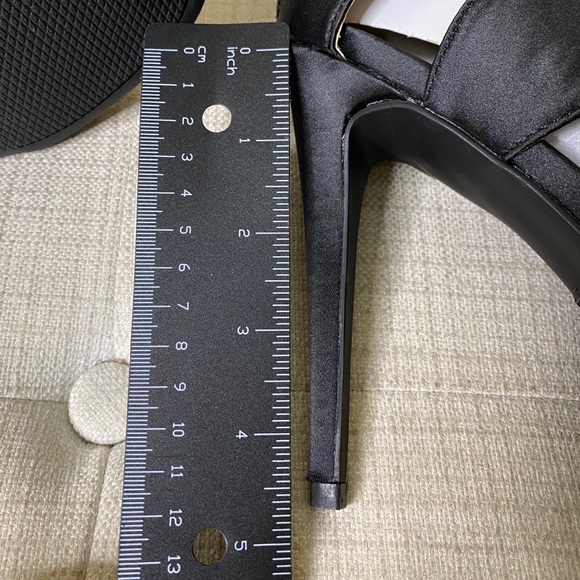 Beautiful Black Satin Cut out Heels - Picture 9 of 11
